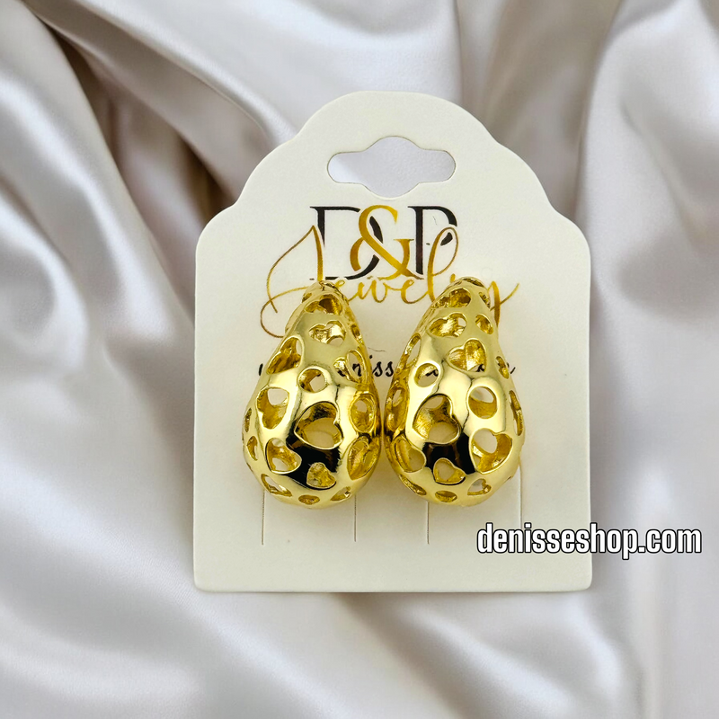 14K GOLD FASHION EARRING E658