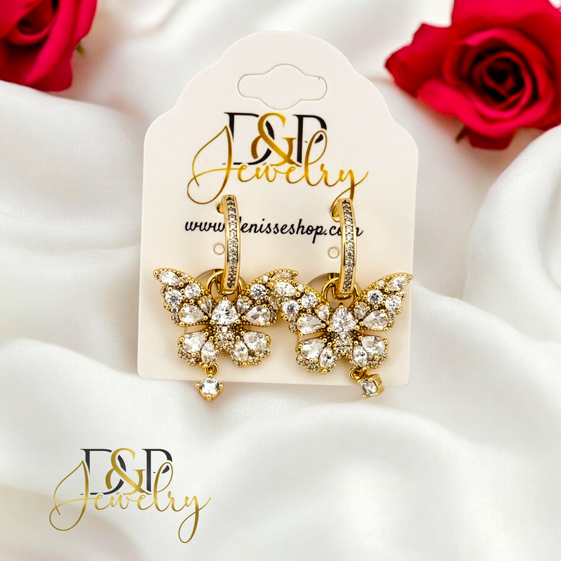 14K LONG BUTTERFLY  HOOP EARRING HP651