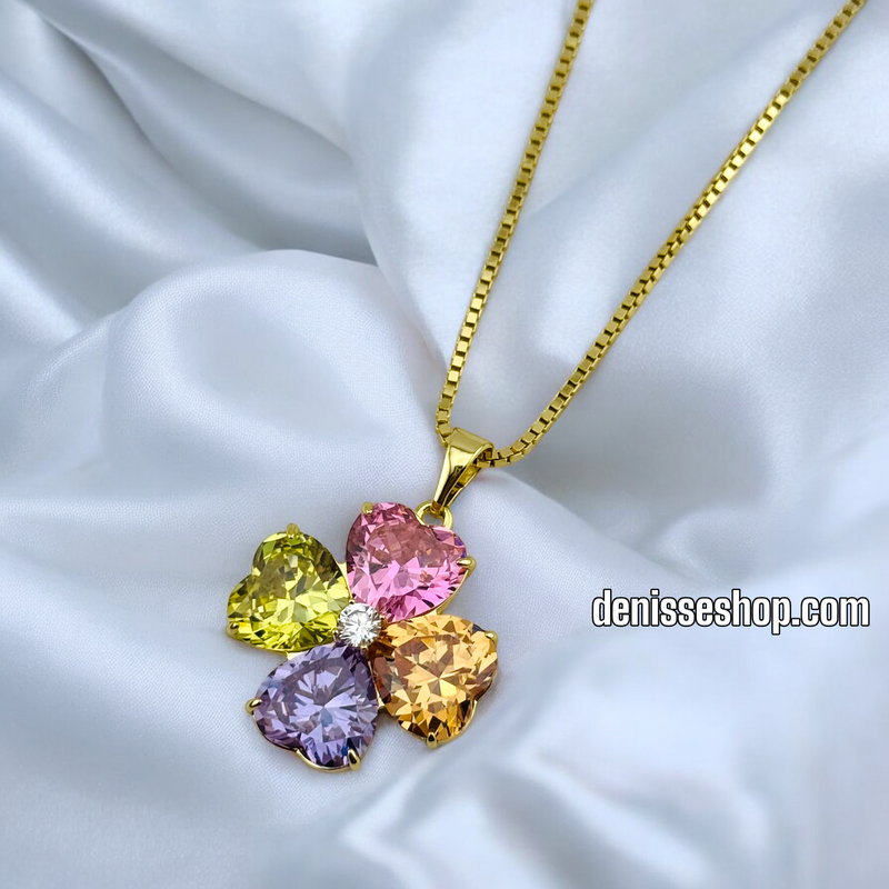 14K COLORFUL CLOVER NECKLACE 18&