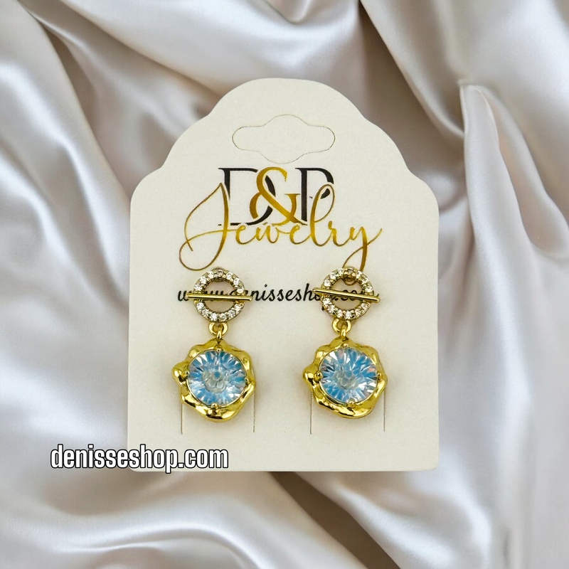 14K GOLD / BLUE EYE EARRING E701