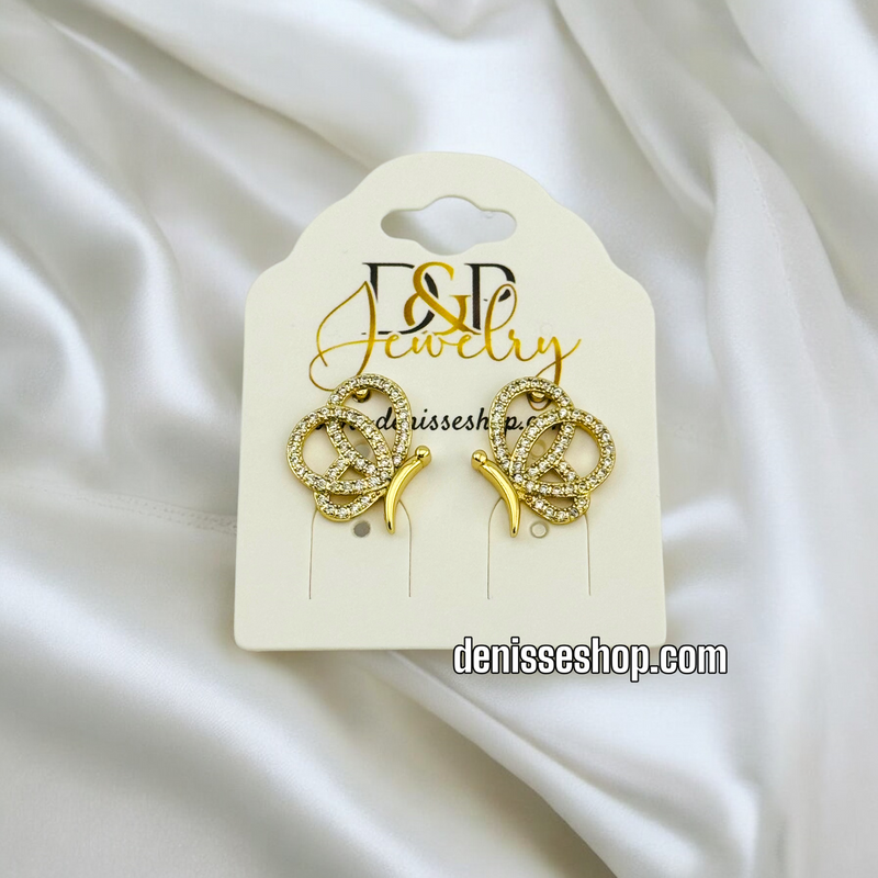 14K BUTTERFLY EARRING E578