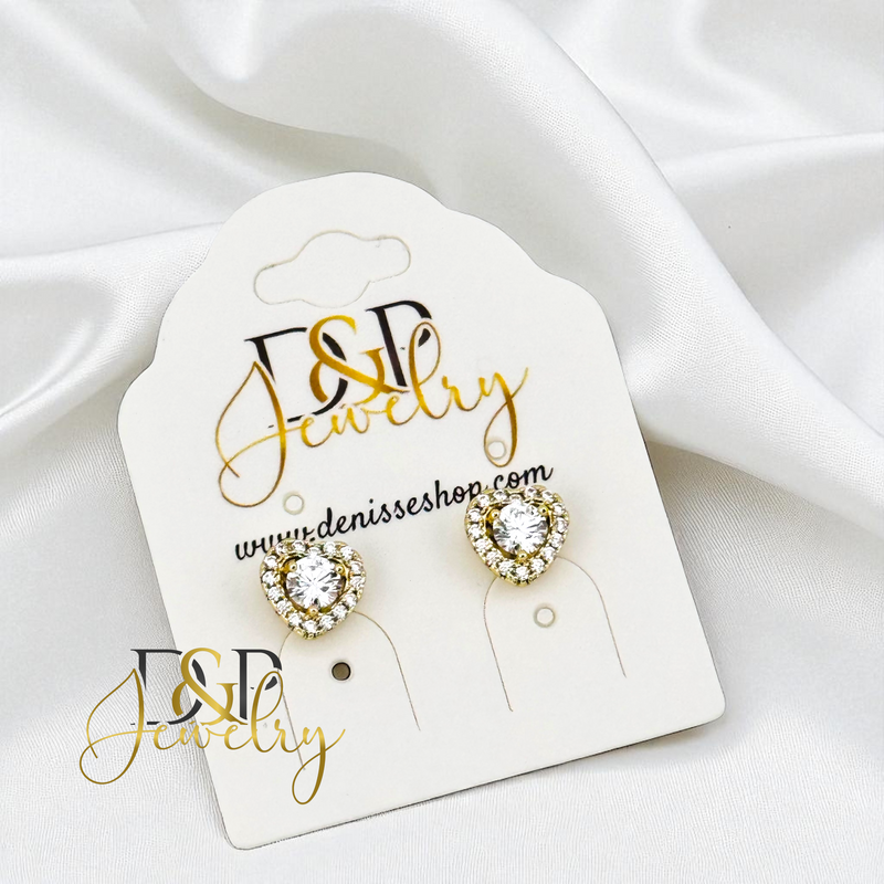 14K HEART SHAPE STONE CENTER EARRING E936