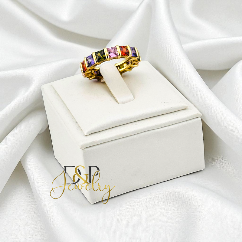 14K MULTICOLOR BAND RING RG421