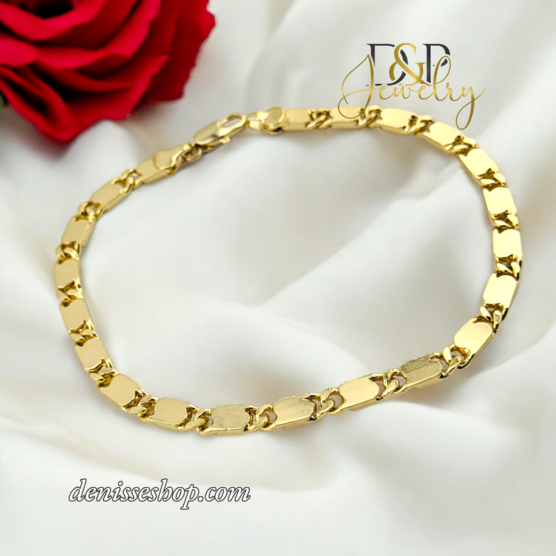 14K GOLD MIRROR ANKLET BRACELET 10.6&