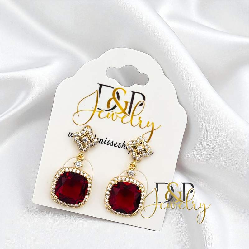 14K RED LONG EARRING E971