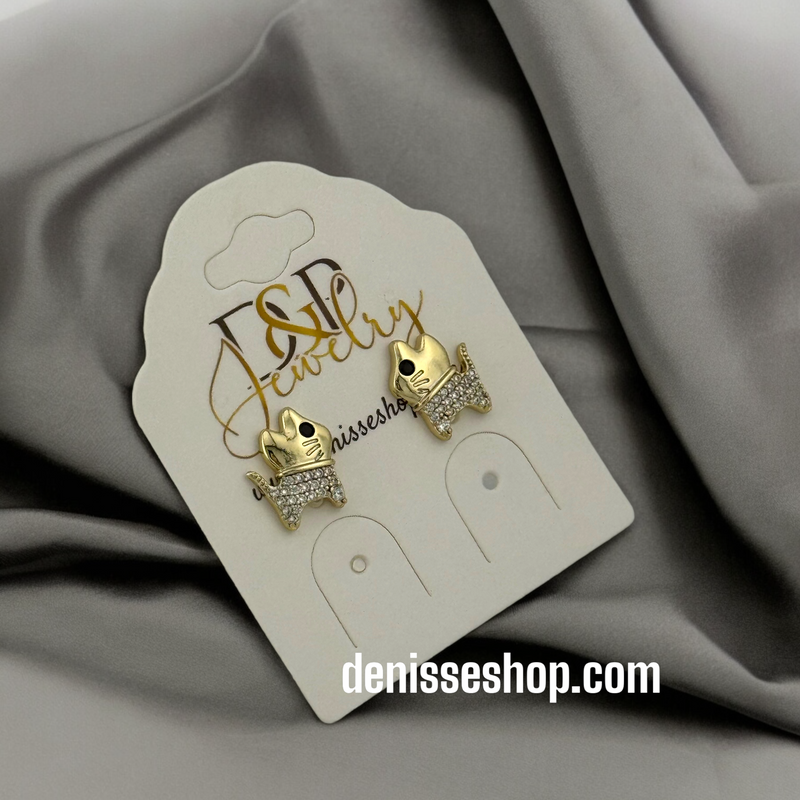 14K CAT EARRINGS E491