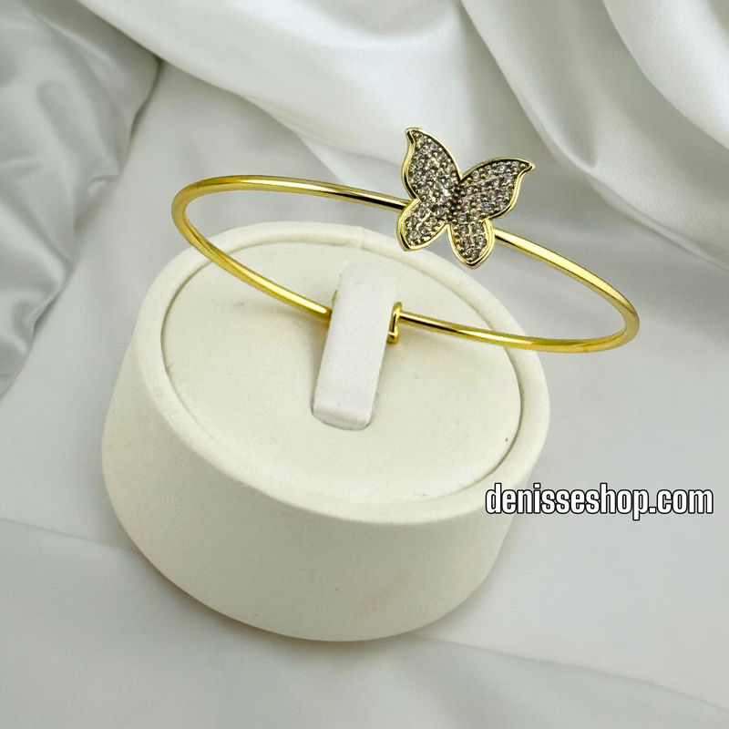 14K / GIRL WHITE STONE BUTERFLY BRACELET BR532