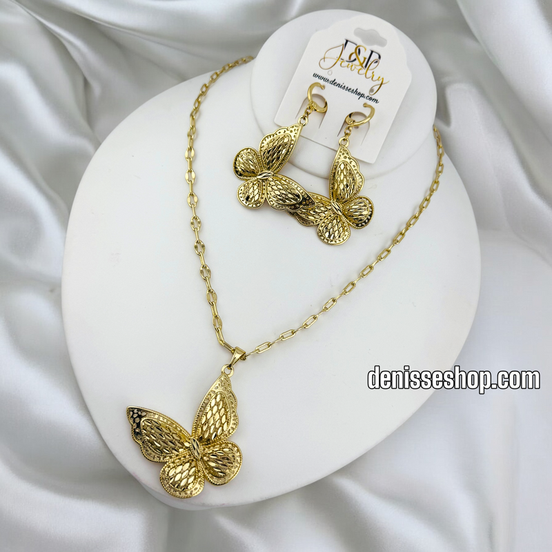 14K FASHION BUTTERFLY NECKLACE SET N219