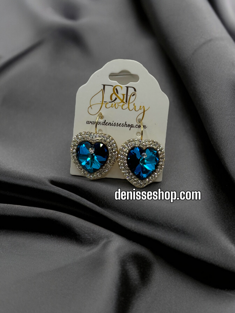 14K BLUE HEART HOOPS HP361