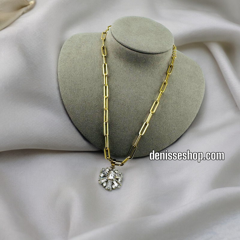 14K WHITE STONE NECKLACE 18&