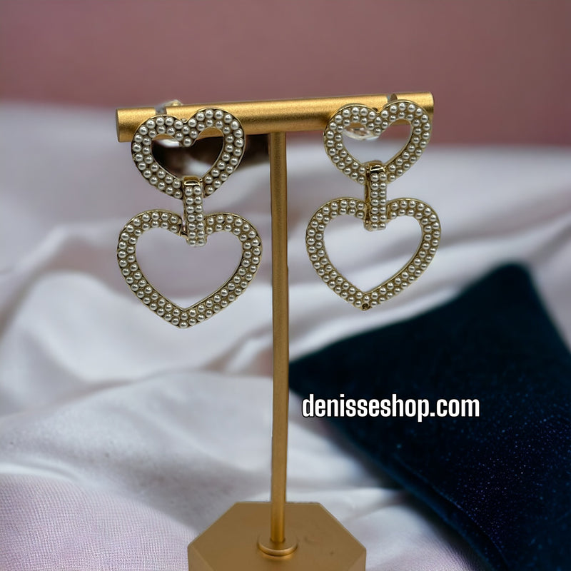 14K Pearl Heart Earrings E310