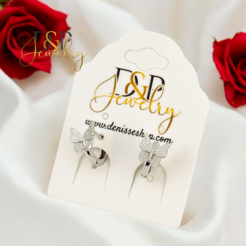 SILVER BUTTERFLY HOOP EARRING HP669