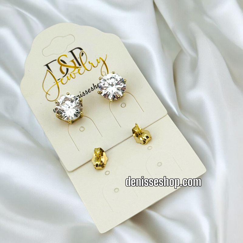 14K WHITE STONE EARRING E587