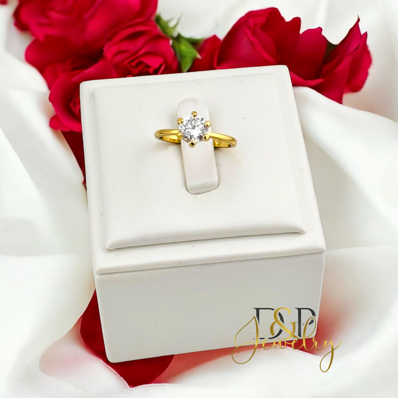 14K WHITE STONE RING RG359