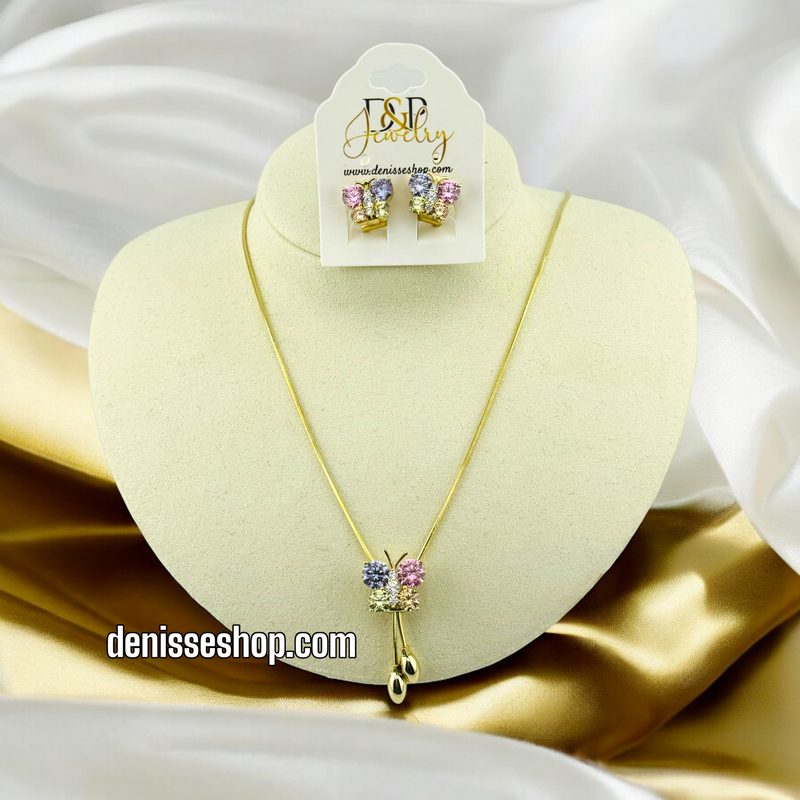 14K MULTI COLOR STONE  FASHION NECKLACE SET N31