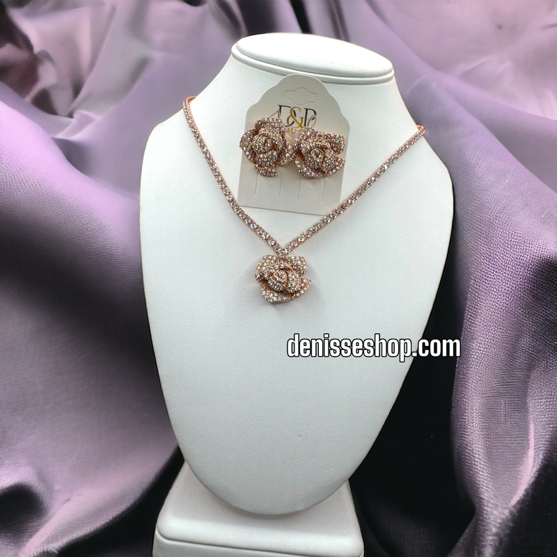 14K ROSE NECKLACE SET C1199