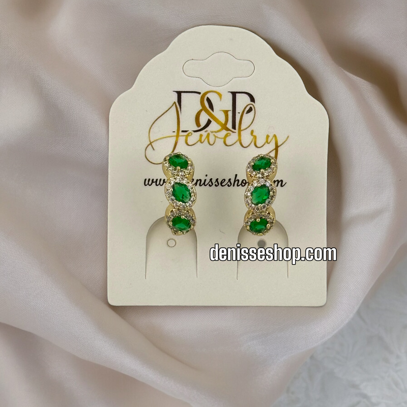 14K GREEN STONE HOOPS HP427