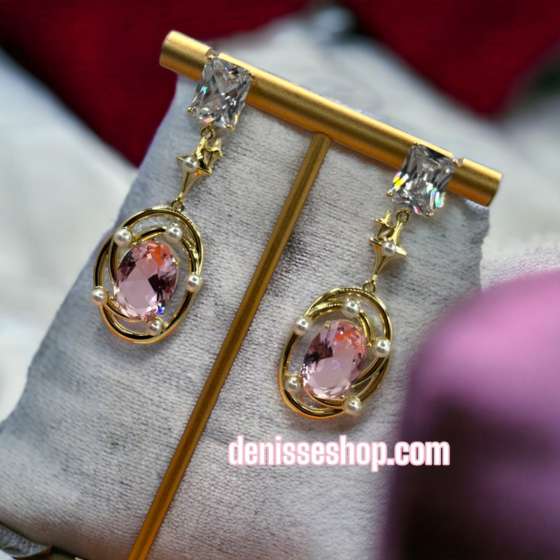 14k Pink Stone Earrings E242