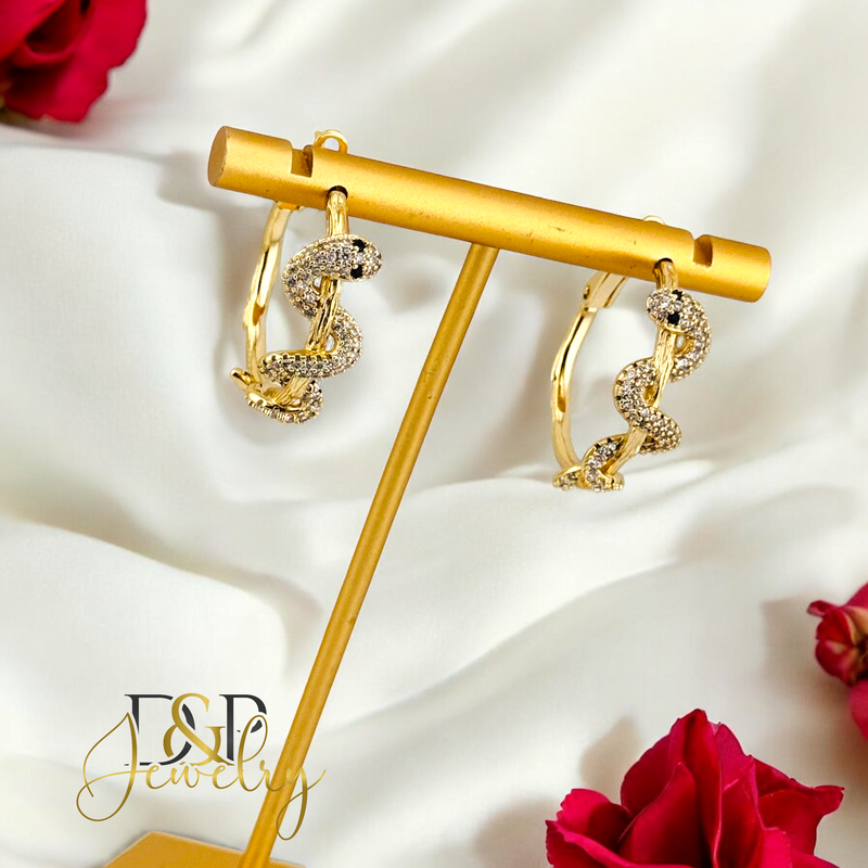 14K LONG SNAKE HOOP EARRING HP652