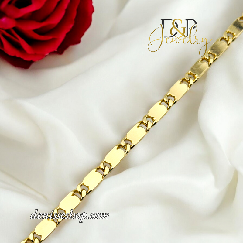 14K GOLD MIRROR ANKLET BRACELET 10.6&