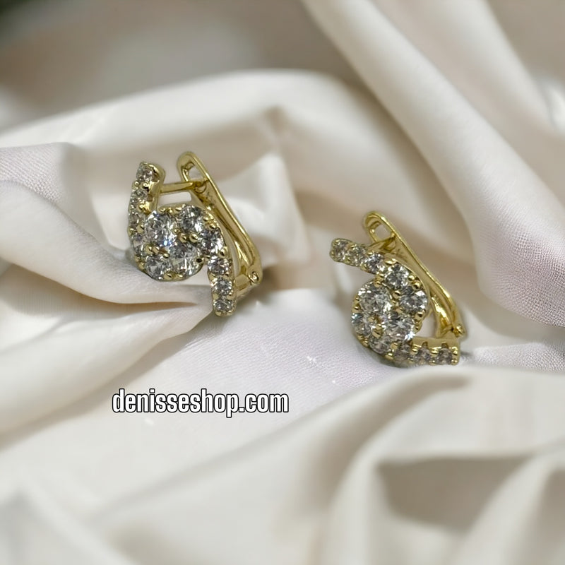 14K Gold White Stone Earrings E317