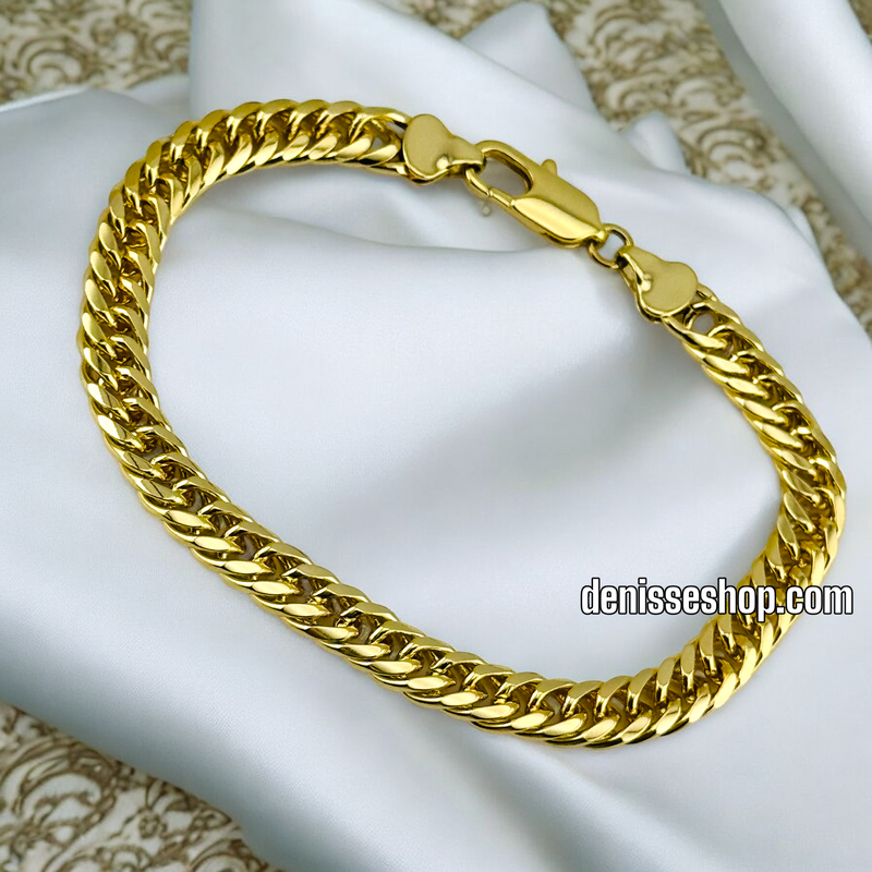 14K /WOMAN PLAIN GOLD FLAT LINK BRACELET BR589