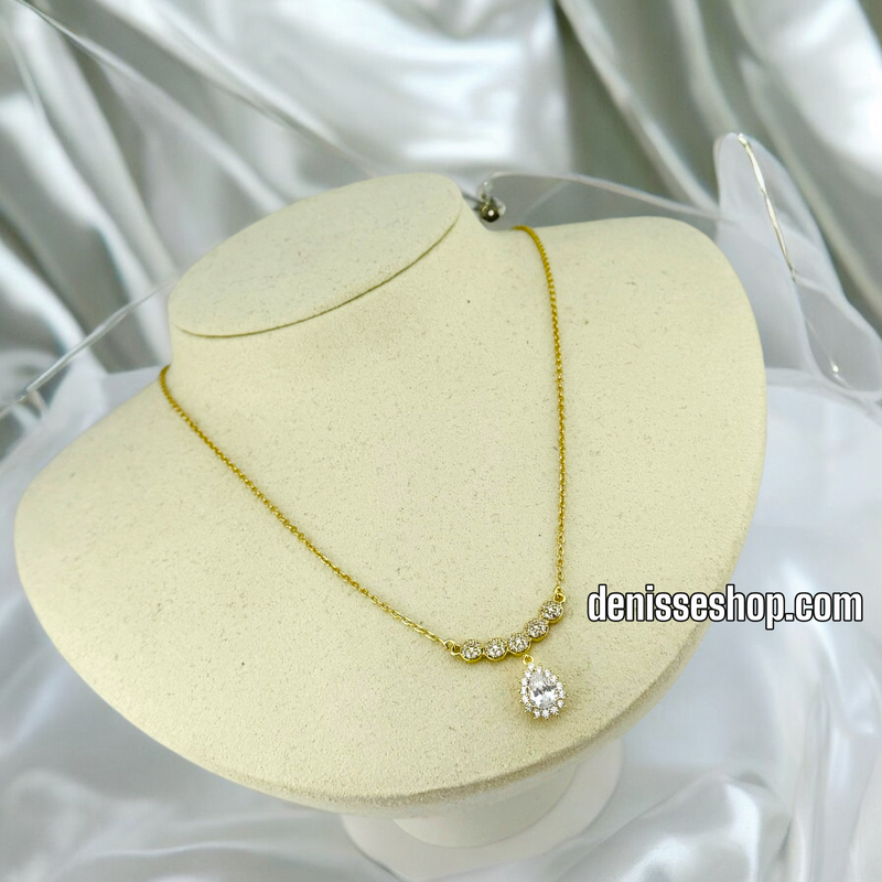 14K / WOMEN WHITE STONE THIN NECKLACE N109