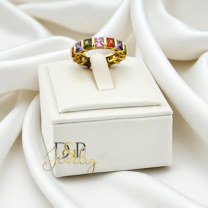 14K MULTICOLOR BAND RING RG421