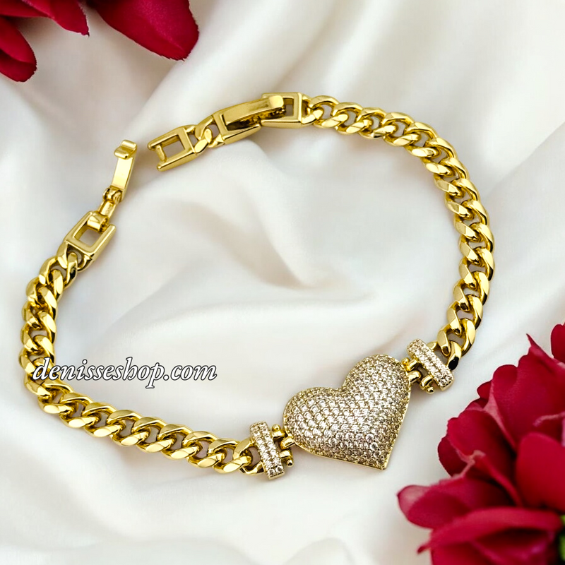 14K CUBAN HEART BRACELET BR668