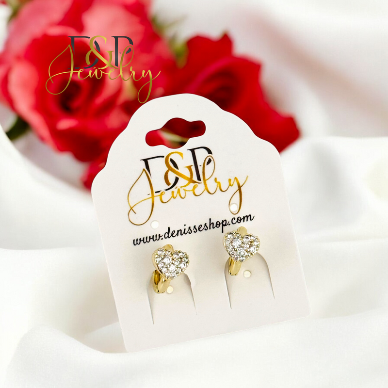 14K TINY HEART HOOP HP703