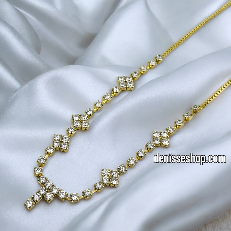 14K ELEGANT WHITE STONE NECKLACE 18&