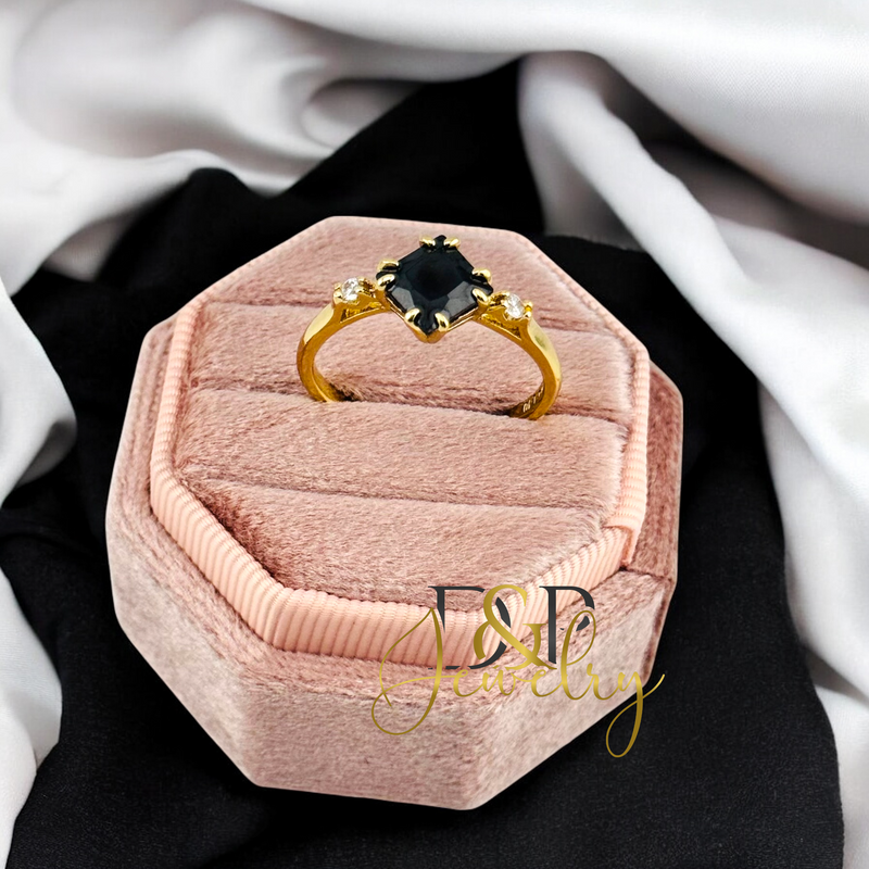 14K BLACK STONE RING RG389