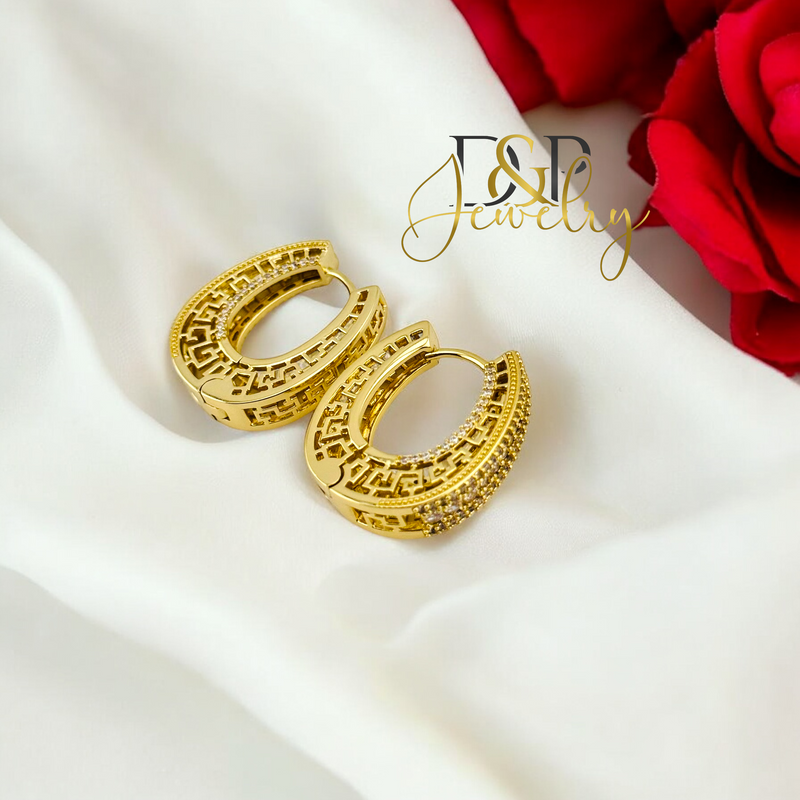 14K DESIGN HOOP EARRING HP666
