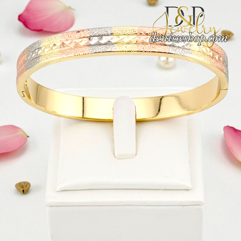 18K GOLD MULTICOLOR BANGLE BRACELET BR875