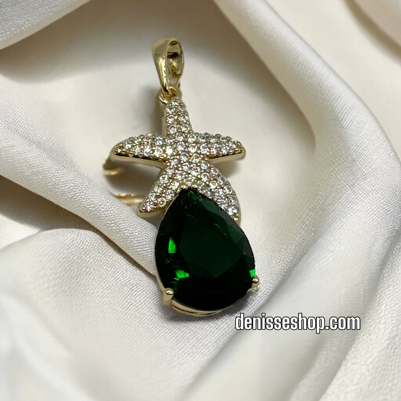 14K GREEN STONE STARFISH PENDANT P206 (CHAIN NOT INCLUDED)