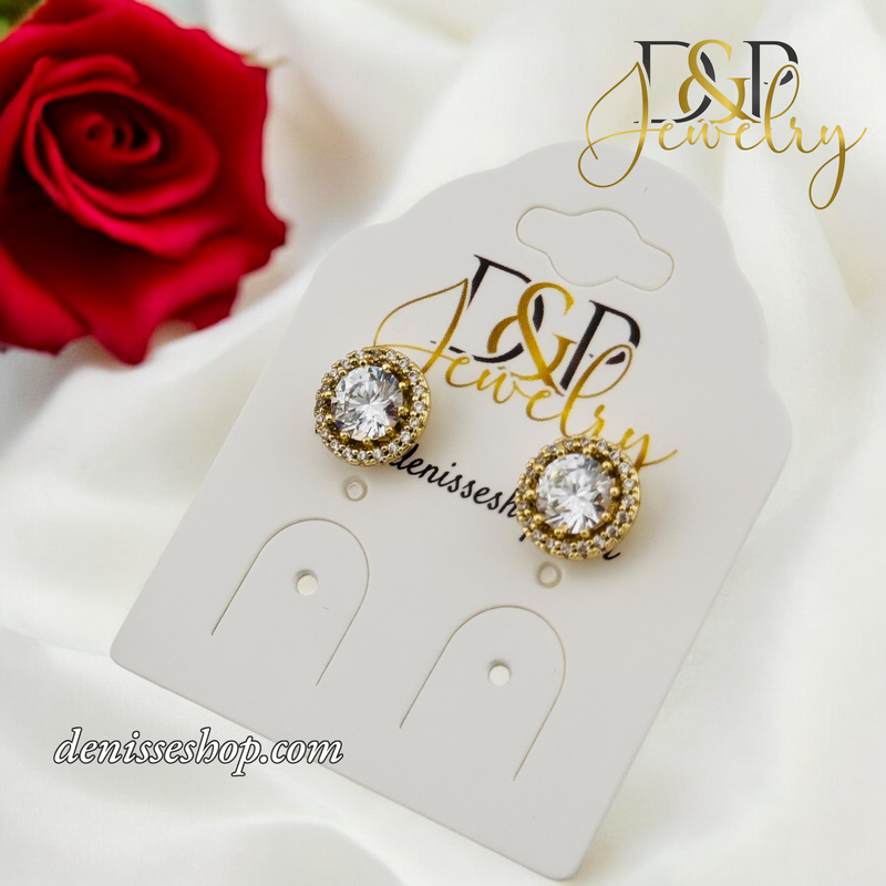 14K WHITE BUTTON EARRING E824