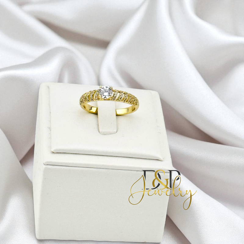 14K WHITE STONE RING RG424