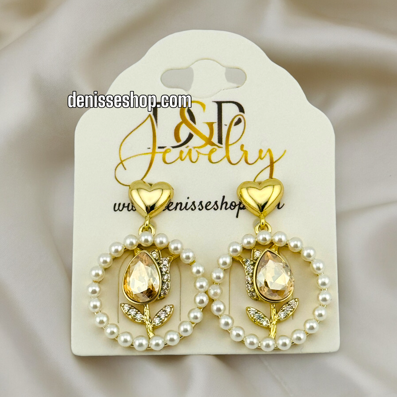 14K AMBER PEARL EARRING E569