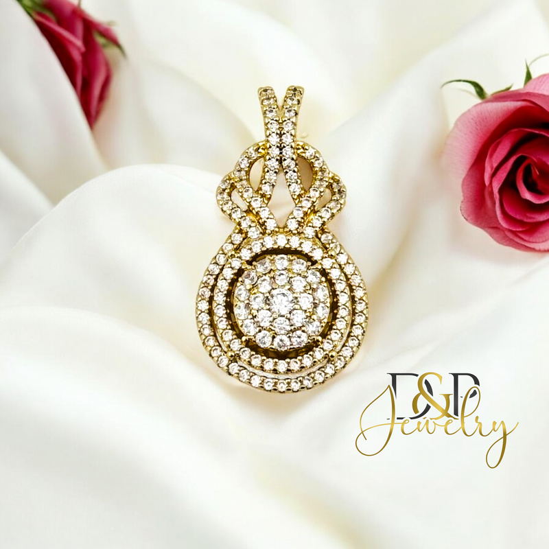 14K FANCY WHITE STONE PENDANT P864