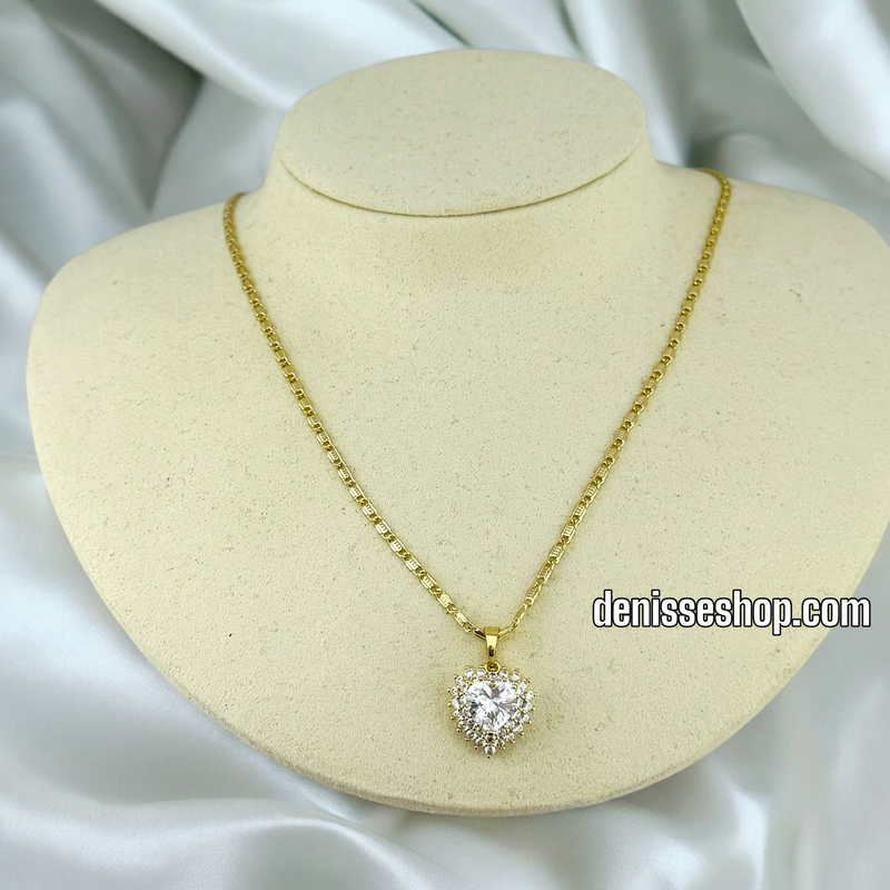 14K WOMEN / GIRL BLING HEART WHITE STONE PENDANT P535