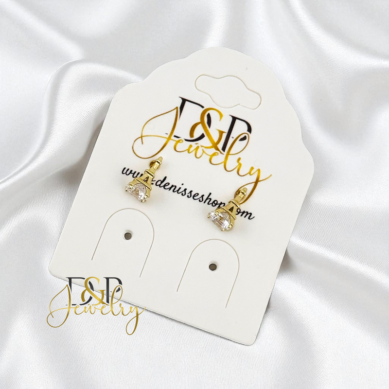 14K GOLD/TINY EIFFEL CUTE STUD EARRING E1009