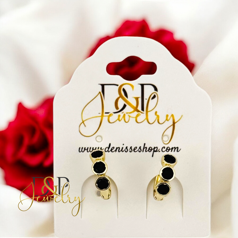 14K SMALL BLACK HOOP HP688