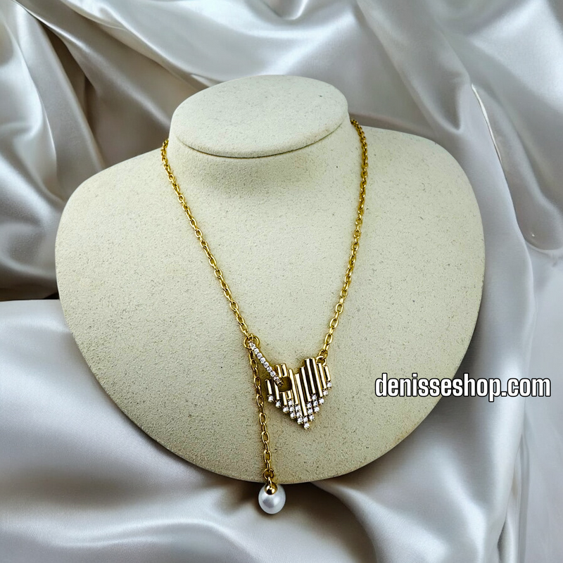 14K WOMAN/ HEART PEARL NECKLACE N180