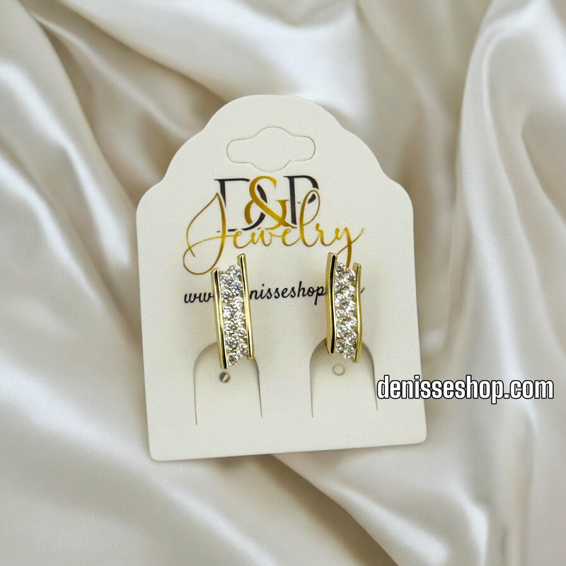 14K WHITE STONE HUGGIE EARRING E793