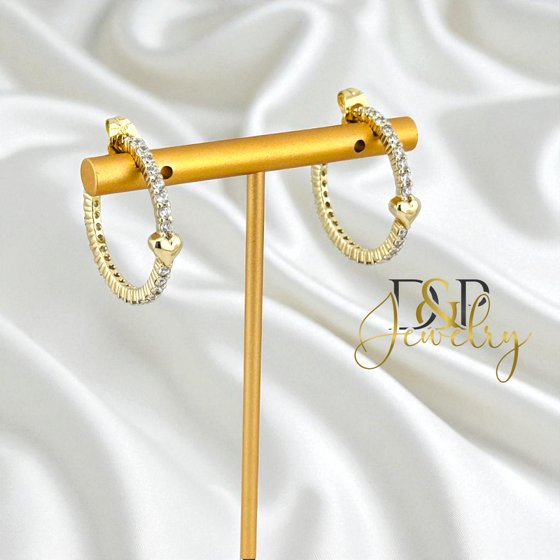 14K HEART HALF HOOP EARRING HP771