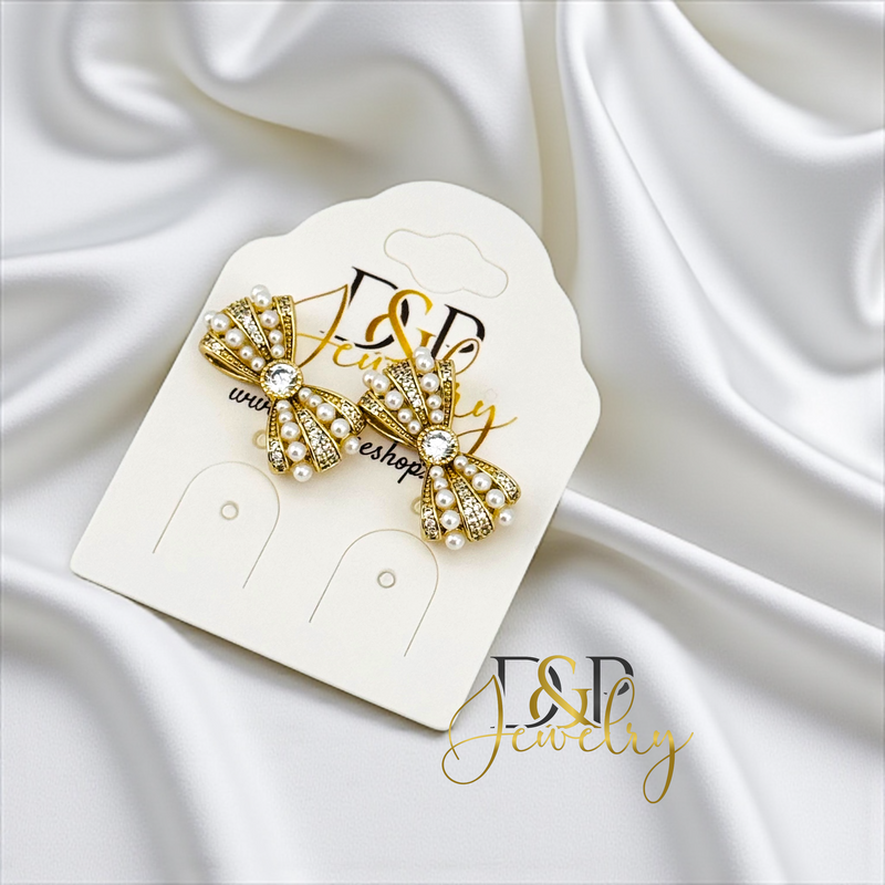 14K GOLD/CUTE BOW EARRING E1002