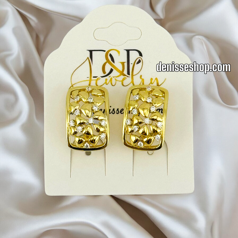 14K GOLD / WHITE STONE HUGGIES EARRING E675