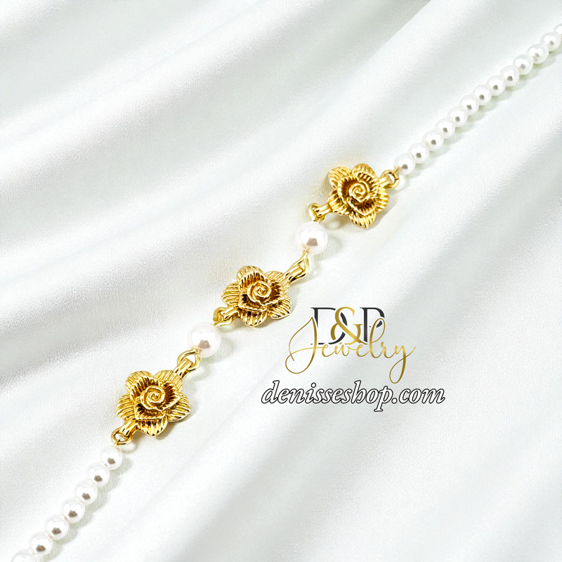 14KGOLD/PEARL FLOWER BRACELET BR865