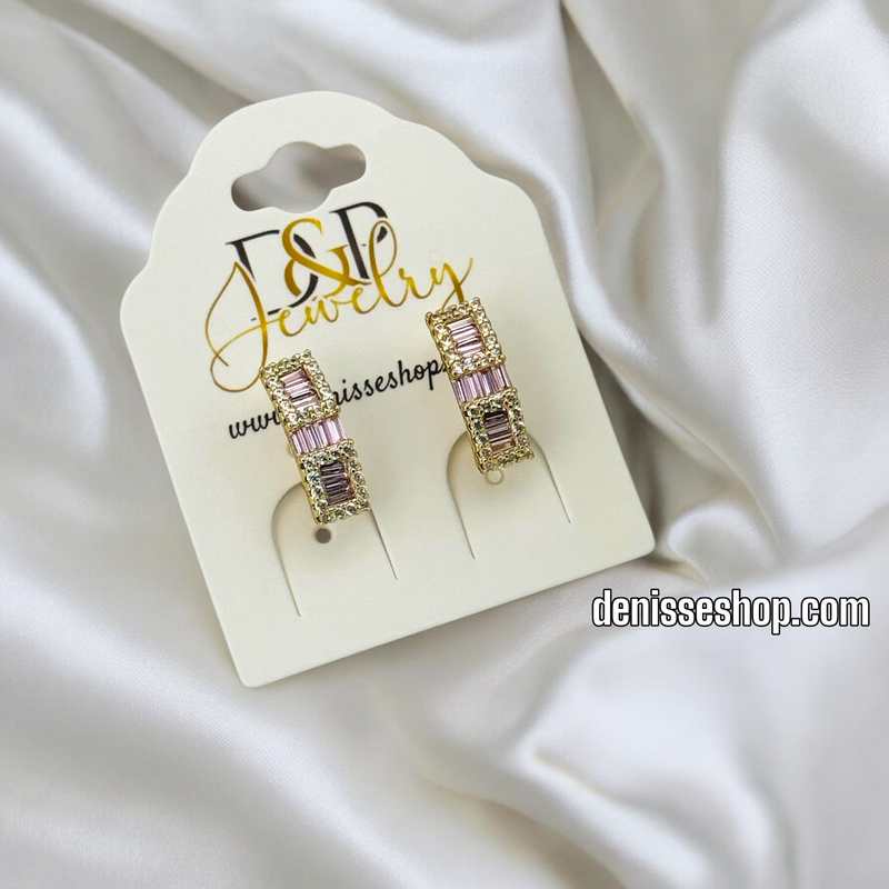 14K PINK STONE HUGGIE EARRING E795