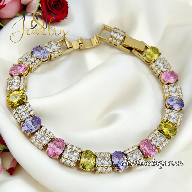 14K MULTICOLOR DESIGN BRACELET BR675